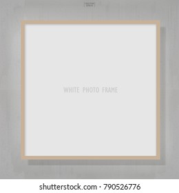 Photo frame or picture frame on concrete wall texture background. Object background for template design and interior decoration. Vector illustration.