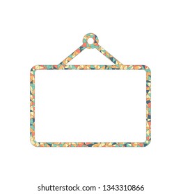 Photo frame for picture, outline linear icon. Colored mosaic with polygons