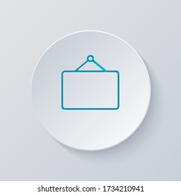 Photo frame for picture, outline linear icon. Cut circle with gray and blue layers. Paper style