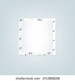 Photo frame. Rainbow pattern border. Vector illustration, flat design