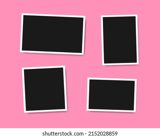 Photo frame realistic vector makeup of different size on pink background. Vector EPS 10