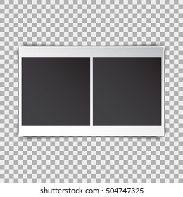 Photo frame retro with shadow on a transparent background