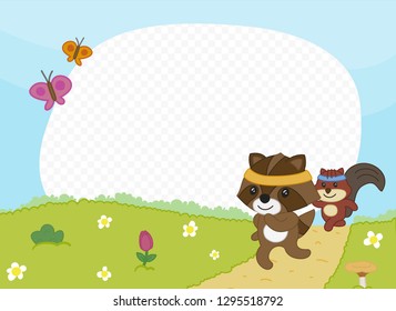 Photo frame with runners. Vector illustration for kids.