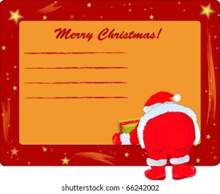 Photo frame with Santa Claus, getting a gift.