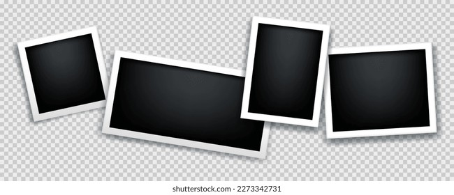 Photo frame set. Set of blank photo frames, isolated on transparent background.