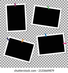 Photo frame set with blank place. Rotated photo frame concept, single isolated vintage object. Vector detailed illustration of edge for images and pictures. 