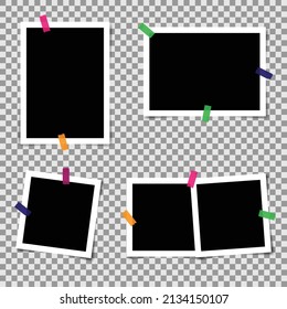 Marco fotográfico con espacio en blanco. Concepto de fotomarco girado, objeto vintage aislado único. Ilustración detallada del vector de borde para imágenes e imágenes. 