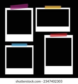 Photo Frame Set on Black Background.