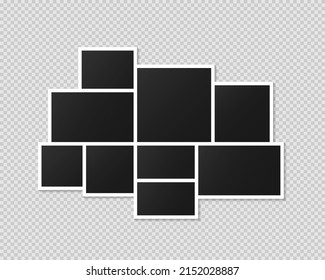 Photo frame set for wall . Photo realistic vector makeup of different size on gray background. Retro style frames. Vector illustration EPS 10
