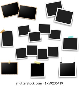 Photo Frame Set With White Background With Gradient Mesh, Vector Illustration