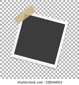 Photo Frame with shadow on Adhesive Sticky Tape Scotch, on isolate background, vector template for your stylish photos or images, EPS10