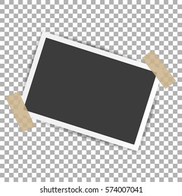 Photo Frame with shadow on Adhesive Sticky Tape Scotch, on isolate background, vector template for your stylish photos or images, EPS10