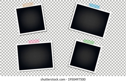 Photo frame with shadow on isolate background with a slope to the right, vector template for your stylish photos or images, EPS10.