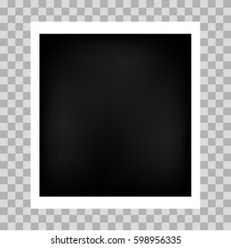 Photo frame with shadow on isolate background. White plastic border on a transparent background. Vector illustration. Photorealistic Vector EPS10 Retro Photo Frame Template