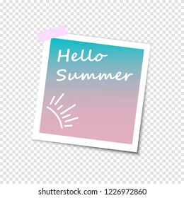 Photo frame with shadow on a transparent background. Summer vector illustration.