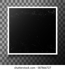 Photo frame with shadow on transparent background. Vector illustration.