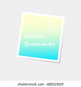 Photo frame with shadow on a transparent background. Retro design. Summer vector illustration.