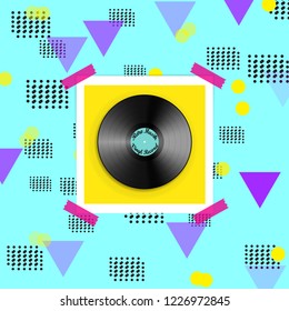 Photo frame with shadow. Vinyl Record. Vector.
