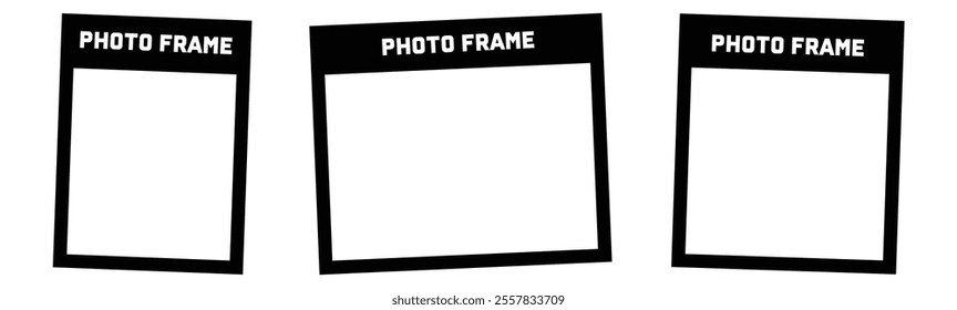 Photo frame with shadows hung on a binder, adhesive tape, paper clip, pin. vector illustration.