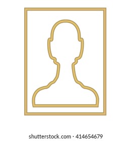 Photo frame, silhouette of a young man's head in a rectangular frame. Vector illustration