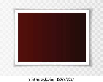 Photo frame. Simple illustration, object with shadow. Paper photo frame isolated on transparent background.