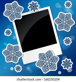 Photo frame with snowflakes