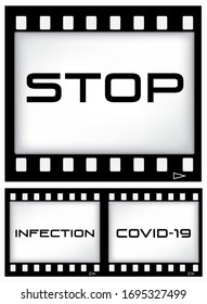 Photo frame with with social content of COVID-19. Set of vector illustrations.