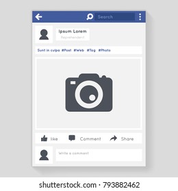 Photo frame social network window message chatting messaging concept flat design vector illustration