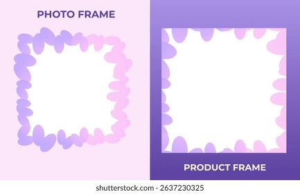 photo frame soft purple and pink gradient with unique wavy edges, perfect for showcasing digital pictures or products. transparent background make it ideal for e commerce, social media profiles