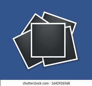 Photo frame. Square frames template with shadows isolated on blue background. Vector illustration