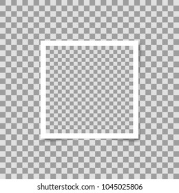 Photo frame square on transparent background. Vector template, blank for your photo or image