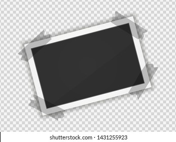 photo frame. Square frame template with shadows isolated on transparent background. Vector illustration