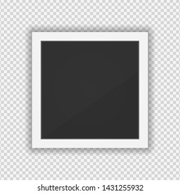 photo frame. Square frame template with shadows isolated on transparent background. Vector illustration