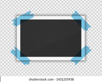 photo frame. Square frame template with shadows isolated on transparent background. Vector illustration
