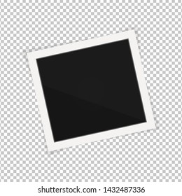 photo frame. Square frame template with shadows isolated on transparent background. Vector illustration