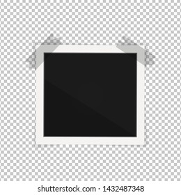 photo frame. Square frame template with shadows isolated on transparent background. Vector illustration