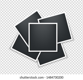 Photo frame. Square frame template with shadows isolated on transparent background. Vector illustration