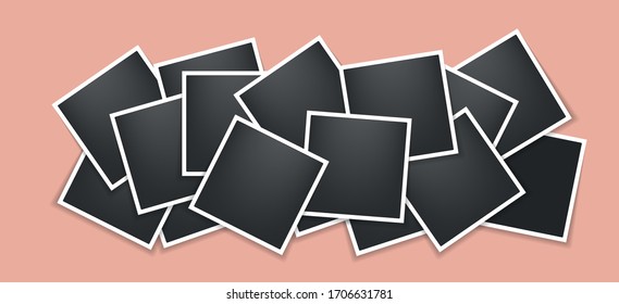 Photo frame. Square frame template with shadows isolated on peach background. Vector illustration
