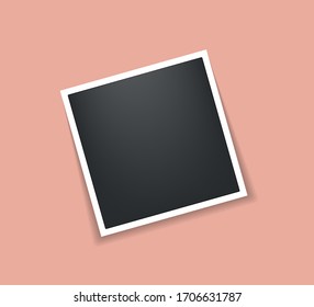 Photo frame. Square frame template with shadows isolated on peach background. Vector illustration