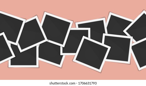 Fotorahmen. Viereckige Rahmenvorlage mit Schatten einzeln auf pfirsichem Hintergrund. Vektorillustration