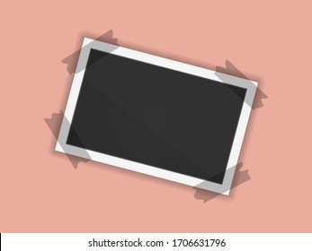 Photo frame. Square frame template with shadows isolated on peach background. Vector illustration