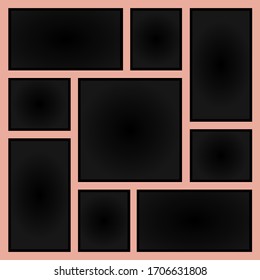 Photo frame. Square frame template with shadows isolated on peach background. Vector illustration