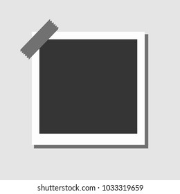 Photo frame with sticky tape on isolated background. Template, blank for your trendy photo