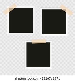 Free Vector  Photo frames with adhesive tape on transparent background