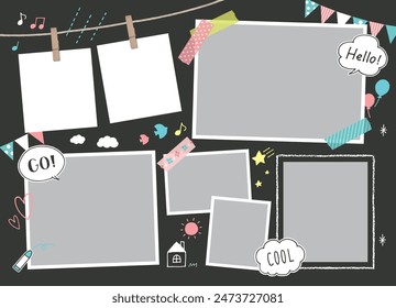 Photo frame template design for album cute