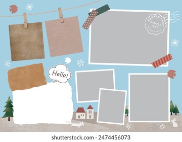 Photo frame template design for album Christmas town