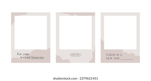 Photo frame template illustration. Typographic graphics and vintage, trendy design template.