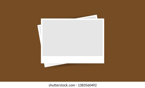 photo frame template isolated on brown background, frames photo collage on brown for banner, simple rectangle frames, picture frame, stack of paper picture frames empty