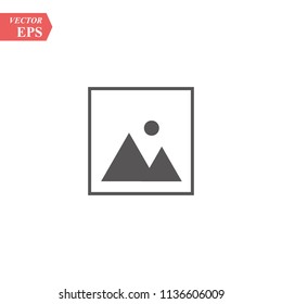 Photo frame template with landscape sign icon. Nature photography symbol. Flat landscape photo web icon on white background. Vector
