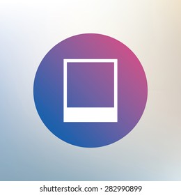 Photo frame template sign icon. Empty photography symbol. Icon on blurred background. Vector